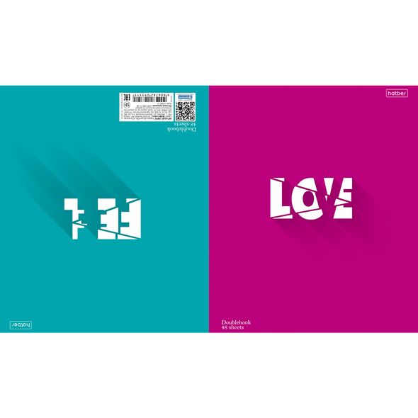 Тетрадь двойная 48л А5ф клетка на скобе тиснение 5 диз.в блоке скругл.углы серия  -Bright colors- , 